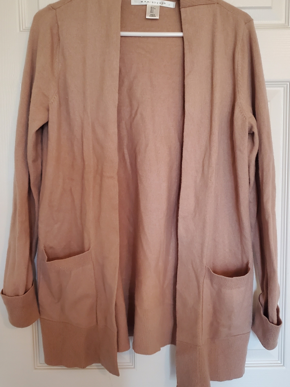 Max Studio Merino Wool Open Front Cardigan